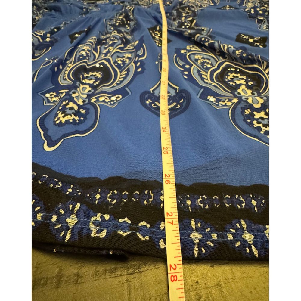 INC Blue Studded Print Batwing Sleeves Nylon Top Sz M - Picture 11 of 15